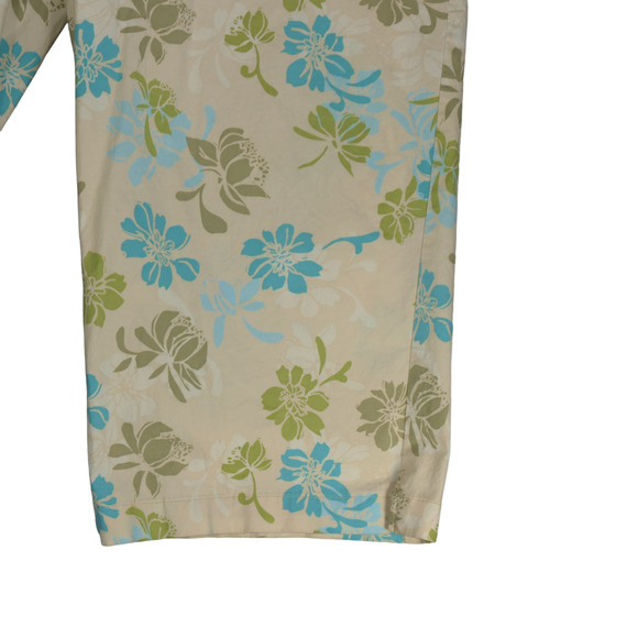 Venezia Yellow Capri Pants Floral Womens Size 18 36 x 19 Stretch Belted Pockets - Picture 5 of 8